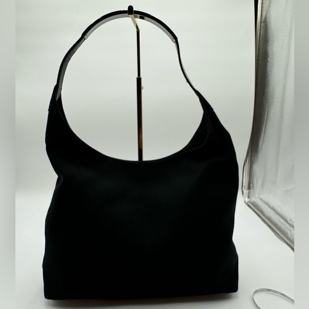 Gucci-Authentic- Hobo Black Canvas, Leather / Metal Strap